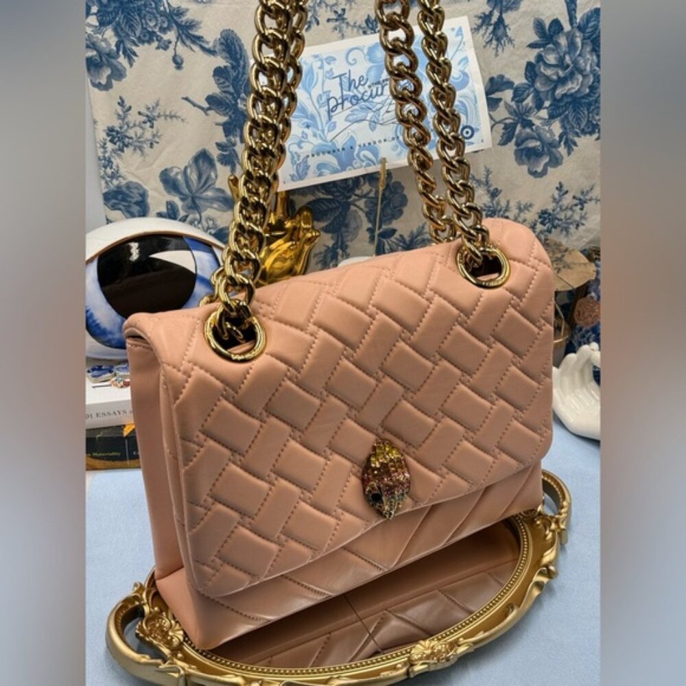 🆕 KURT GEIGER LONDON 🧿 NWOT Large Kensington Long Flap East West Bag, Peach - Picture 2 of 16